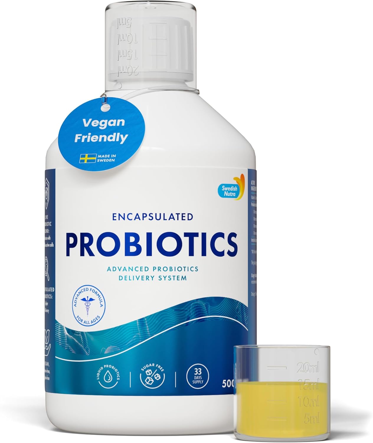 465) Swedish Nutra Encapsulated Probiotics Liquid Lemon Flavour 500ml
